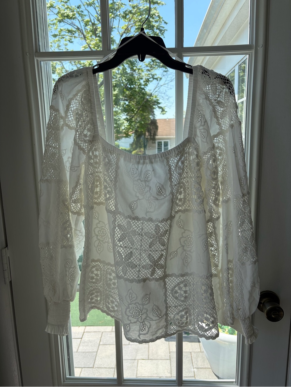 English Factory White Lace Panel Peasant Blouse
